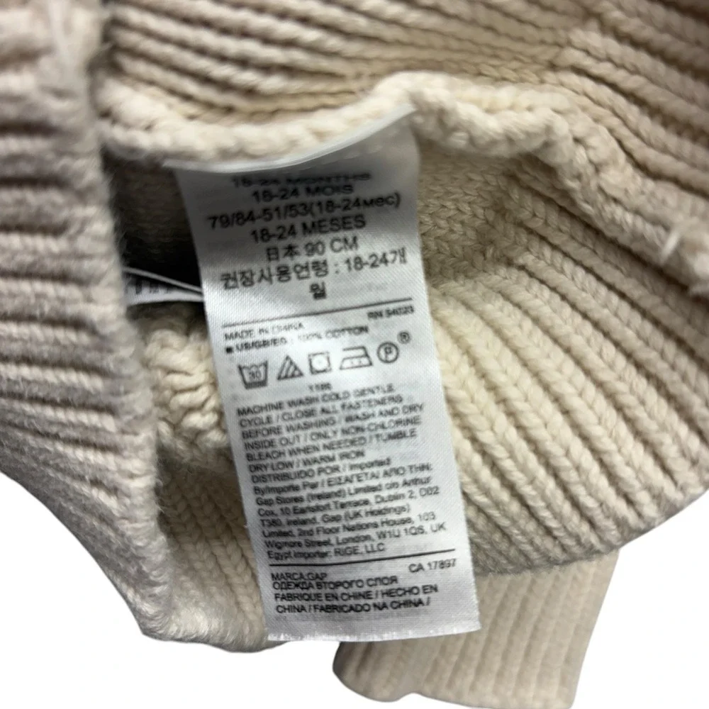 Baby Gap 18-24 Months Off White Cable Chunky Knit Sweater Grandpacore Fisherman